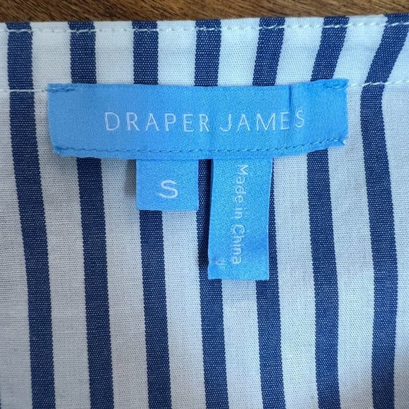Draper James Top Womens Small Blue Striped 3/4 Bell Sleeve Cotton Ruffle Relaxed - Picture 9 of 11